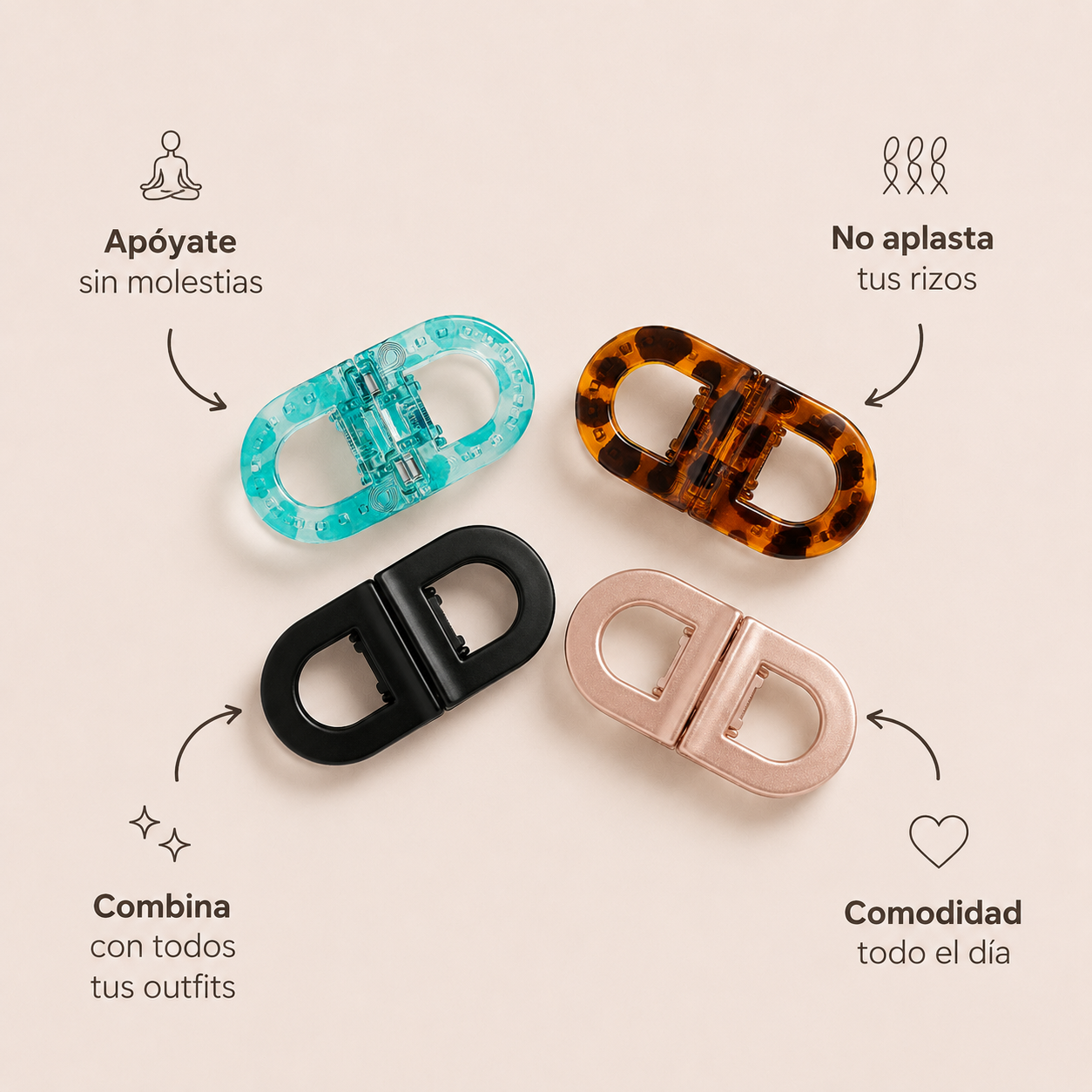 Pack de 4 pinzas magnéticas para el pelo